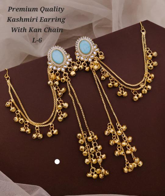 Premium quality kashmiri earring with kan chain L 6 Artificial jewellery suppliers in Pune